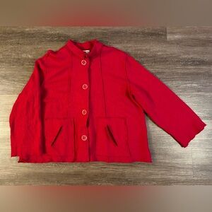 Coldwater Creek Red Jacket Coat Boiled Wool Blend Pockets Button Front Sz 1X G12